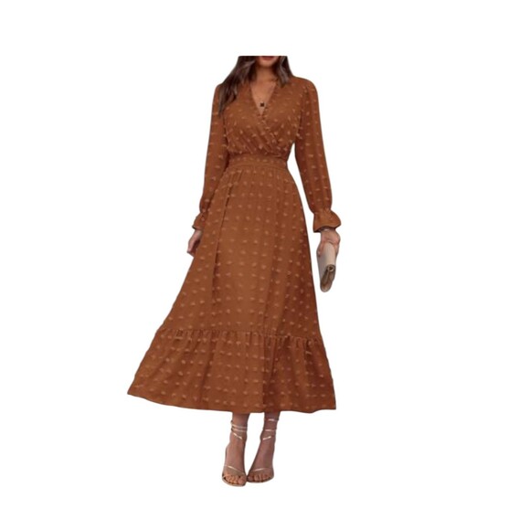 Women’s Plus SZ Cottagecore, Prairiecore Swiss Dot Long-sleeved Maxi Dress SZ 2X - Picture 6 of 10